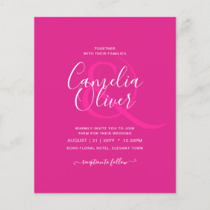 BUDGET CERISE ROSA Modern Core Bröllop Flygblad