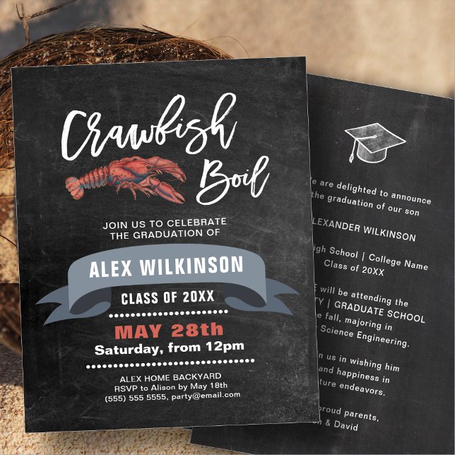 BUDGET Chalkboard GRAD Kräftor Boil-inbjudan (Skapare uppladdad)