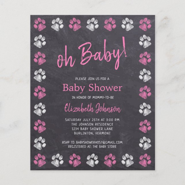 Budget Chalkboard Rosa Girl Girl Tass avtryck Baby (Framsida)