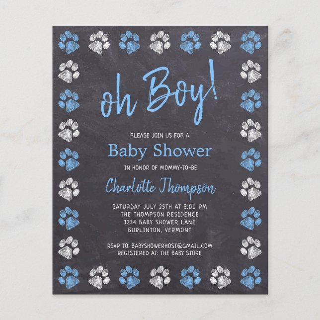 Budget Chalkboard Tass avtryck Blue Boy Baby Showe (Framsida)
