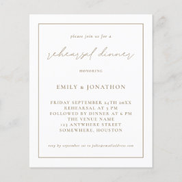 Budget Champagne guld Rehearsal Dinner Inbjudan