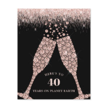 Budget Champagne Toast Black 40:e födelsedagen Inb