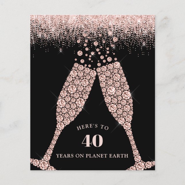 Budget Champagne Toast Black 40:e födelsedagen Inb (Framsida)