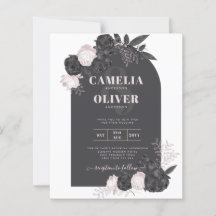BUDGET Charcol Grått Rosa ros Wedding INVITE