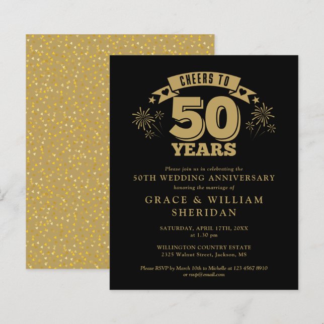 Budget Cheers Till 50-årsjubileum Inbjudan (Fram/baksida)