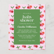 Budget Cherry Frukt Rosa Grön Söt Baby Shower