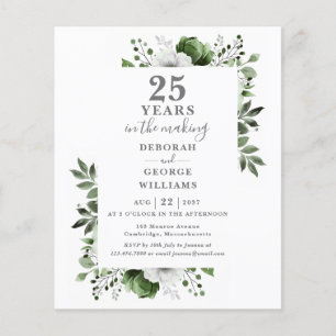 Budget Chic 25-årsjubileum Blommig Inbjudan