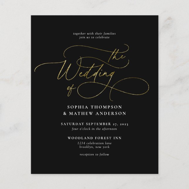 BUDGET Chic Black Guld QR-kod - allt i ett Bröllop (Framsida)