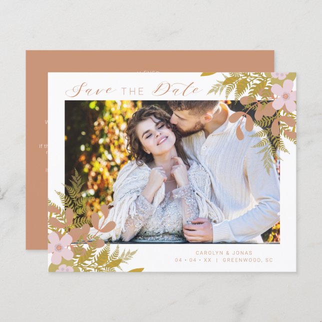 Budget Chic Dusty Shades Branches Photo Wedding (Fram/baksida)