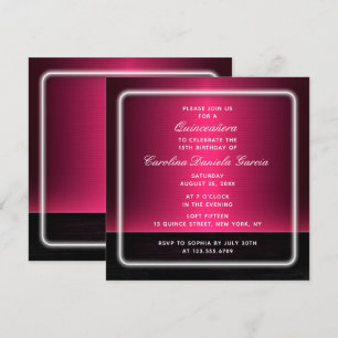 Budget Chic Modern Lila Girly Glam Quinceañera Inbjudningar