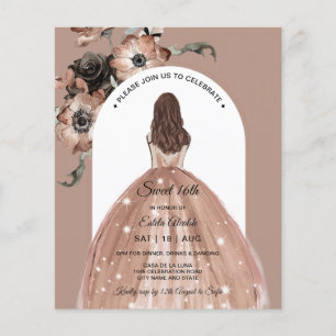 Budget Chic Rosa Blommigt Sweet 16:e Arch Inbjudan