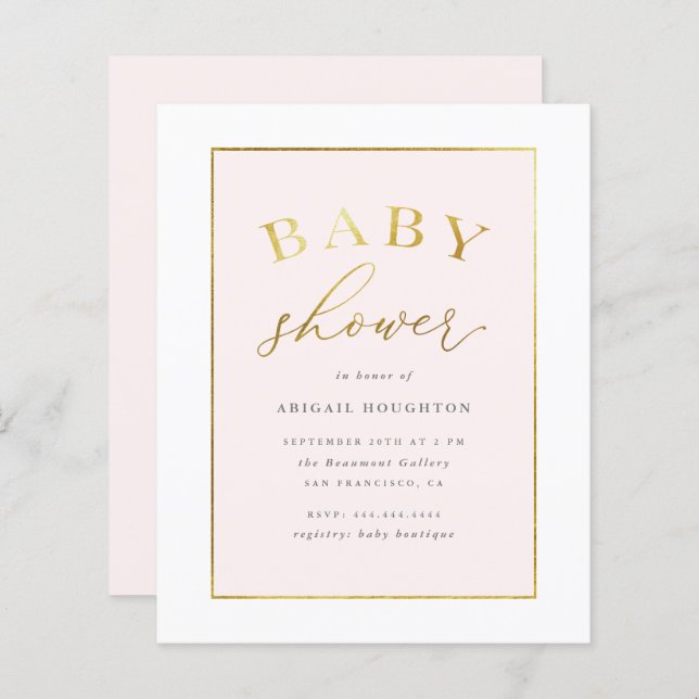 Budget Chic Rosa Guld Typografi Barnkalas (Fram/baksida)