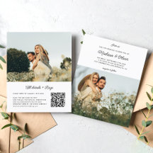 BUDGET Chic Rustik Script 2-foto QR-kod Bröllop