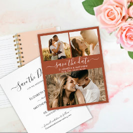 Budget Chic Script Foto Terracotta Save The Date Flygblad