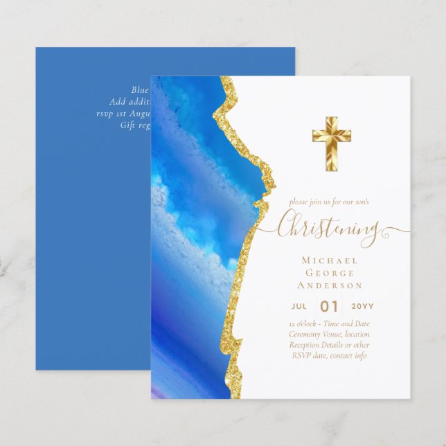 BUDGET CHRISTENING Inbjudan Baptism Bautizo Bautis (Fram/baksida)