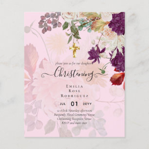 BUDGET CHRISTENING Inbjudan Baptism Bautizo Bautis Flygblad
