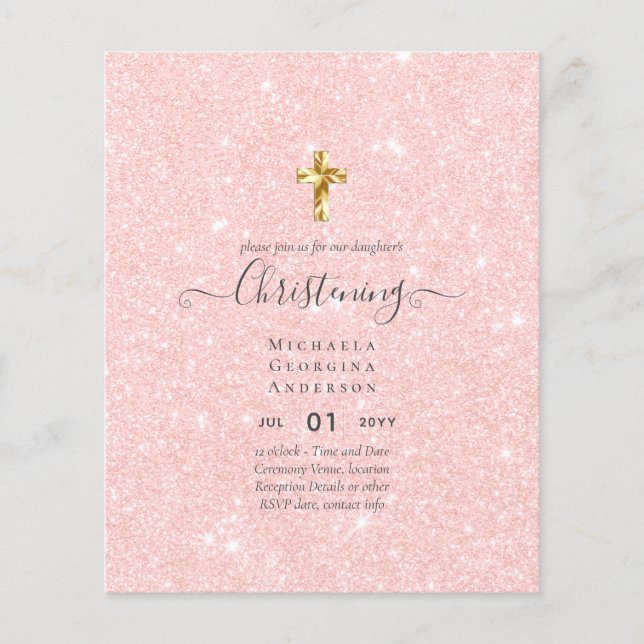 BUDGET CHRISTENING Inbjudan Baptism Bautizo Bautis Flygblad (Framsidan)