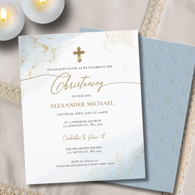 Budget Christian Blue Guld Kor Boy Christening (Skapare uppladdad)
