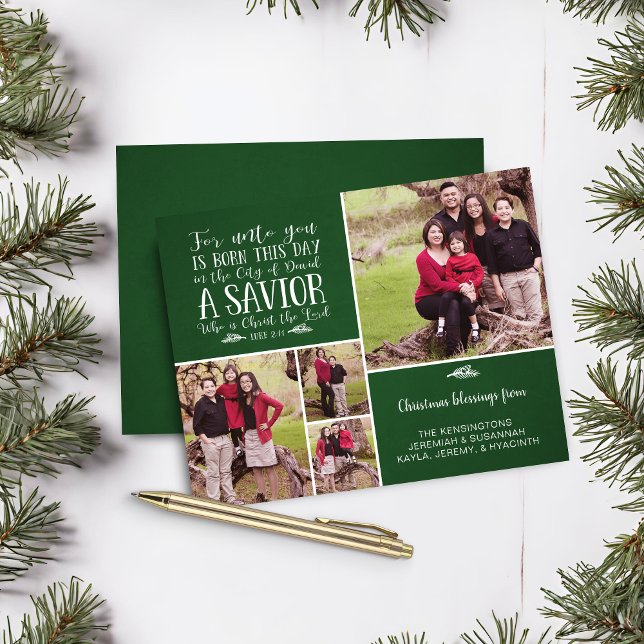 Budget Christian julkollage Luke 2 Photo (Budget Christian Christmas Collage Luke 2 Photo Christmas Card)