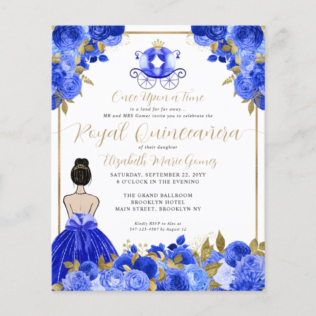 Budget Cinderella Royal Blue Princess Quinceanera (Framsida)