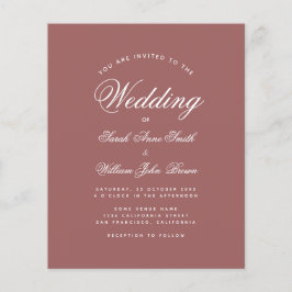 Budget Cinnamon Rose Script Bröllopsinbjudan