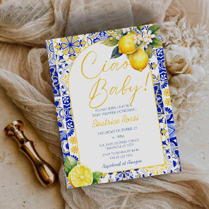 Budget Citron Ciao Baby Shower Amalfi Inbjudan
