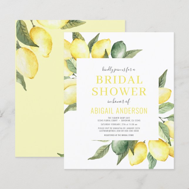 Budget Citrus Inbjudningskort för möhippan (Fram/baksida)