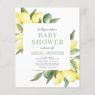 Budget Citrus Modern Baby Shower-inbjudan för citr Flygblad
