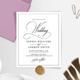 Budget Classic Black & White bröllop-inbjudan