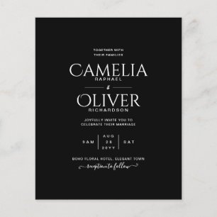 BUDGET Classic Black White MONOCHROME Bröllop Flygblad