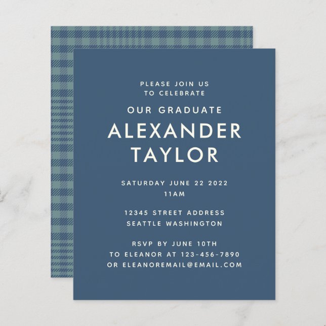 Budget Classic Blue Glen Psted Mönster Studenten (Fram/baksida)