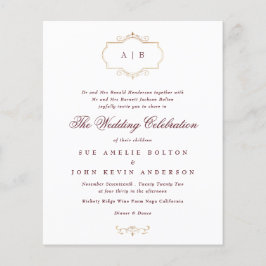 Budget Classic Burgundy & Navy monogram bröllop Flygblad