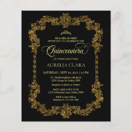 Budget Classic Elegant Black Guld Quinceanera