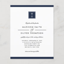 BUDGET Classic Elegant Navy Blue Monogram Bröllop