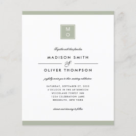 BUDGET Classic Elegant Sage Grönt Monogram Bröllop