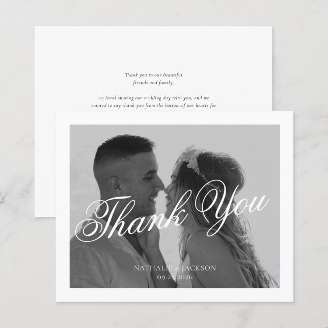 BUDGET Classic Elegant Script Photo Wedding (Fram/baksida)