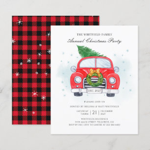 Budget Classic Red Car-familjens julinbjudan