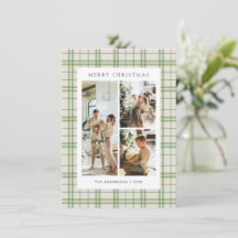Budget Classic Sage-rutigt julkort med 4 bilder