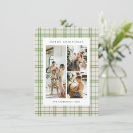 Budget Classic Sage-rutigt julkort med 4 bilder