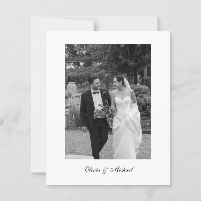 Budget Classy Script Photo Wedding Thank You (Baksida)
