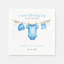 Budget Clothesline Blue Boy Baby Shower invitation