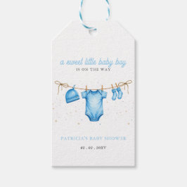 Budget Clothesline Blue Boy Baby Shower invitation Presentetikett