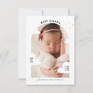 BUDGET Cloud Arch Photo Collage Tack Birth Anteckningskort
