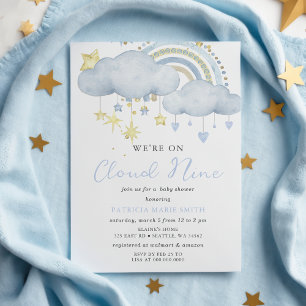 Budget Cloud Nine Baby Boy Baby Shower Inbjudan