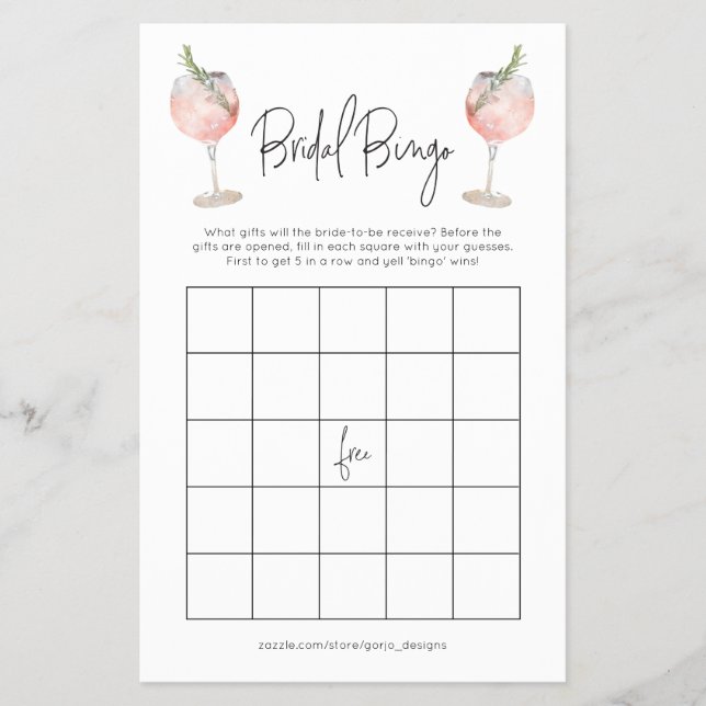 Budget Cocktail Möhippa Bingo Bachelorette Game Flygblad (Framsidan)