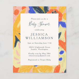 Budget Colorful Artsy Abstrakt Baby Shower Inbjuda