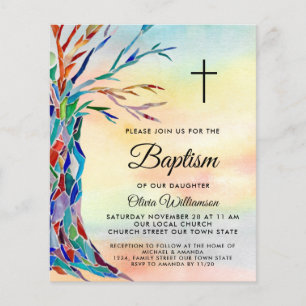 Budget Colorful Baptism Christening-inbjudan