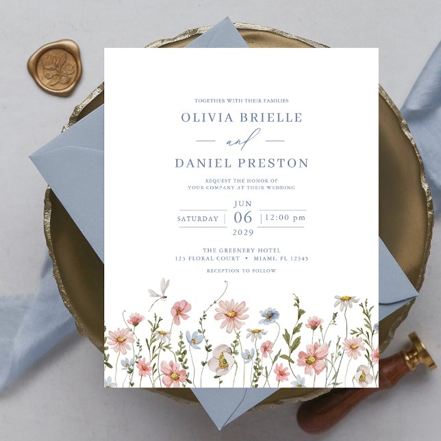 Budget Colorful Wildblombröllop - inbjudan Flygblad (Skapare uppladdad)