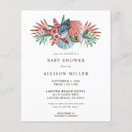 Budget Coral Beach Baby Shower-inbjudan
