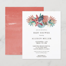 Budget Coral Beach Baby Shower-inbjudan